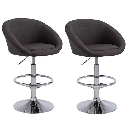 Lot De 2 Tabourets De Bar Hauteur Réglable Avec Repose-pieds En Tissu Gris Foncé Tdb10055