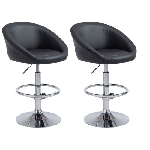 Lot De 2 Tabourets De Bar Hauteur Réglable Avec Repose-pieds En Synthétique Noir Tdb10062