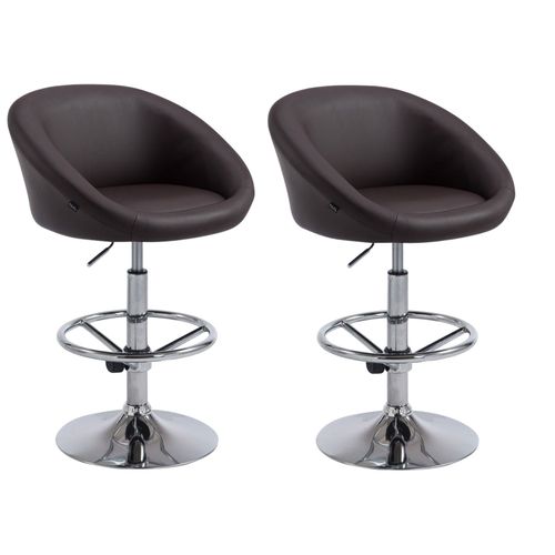 Lot De 2 Tabourets De Bar Hauteur Réglable Avec Repose-pieds En Synthétique Marron Tdb10065