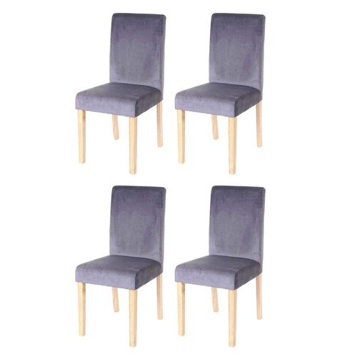 Lot De 4 Chaises De Salle à Manger / Cuisine En Tissu Velours Gris Cds04510