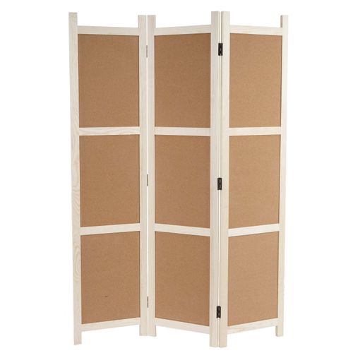 Paravent Cloison De Séparation Tableau D'affichage En Liège Marron 3 Panneaux 166x121cm 04_0003940