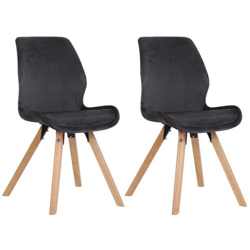 Lot De 2 Chaises De Salle à Manger En Velours Gris Foncé Style Scandinave Pieds Bois Cds101125