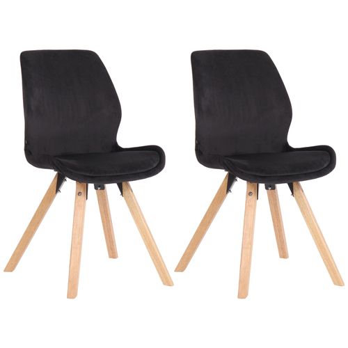 Lot De 2 Chaises De Salle à Manger En Velours Noir Style Scandinave Pieds Bois Cds101123