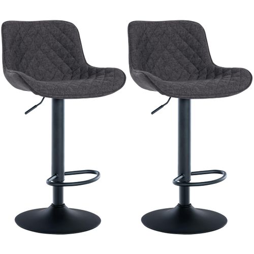Lot De 2 Tabourets De Bar Réglable Et Pivotant Assise En Tissu Noir Pieds Métal Noir Tdb10611