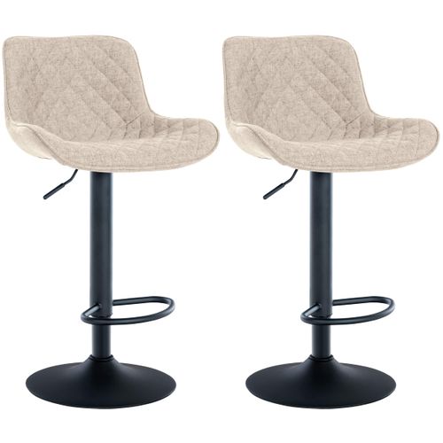 Lot De 2 Tabourets De Bar Réglable Et Pivotant Assise En Tissu Taupe Pieds Métal Noir Tdb10609