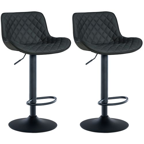 Lot De 2 Tabourets De Bar Réglable Et Pivotant Assise En Synthétique Noir Pieds Métal Noir Tdb1060