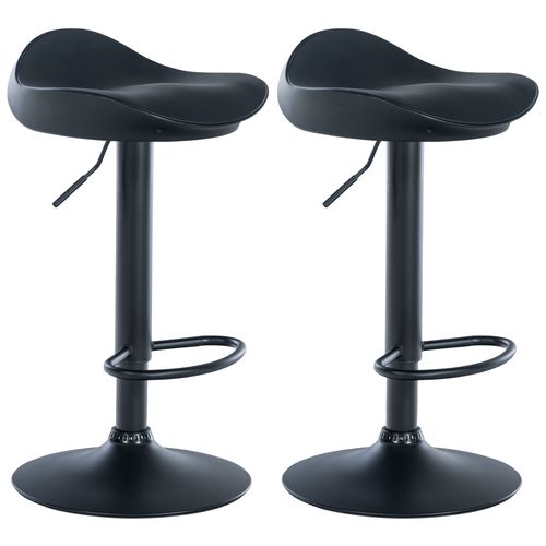 Lot De 2 Tabourets De Bar Synthétique Et Plastique Noir Assise Ergnomique Tdb10600