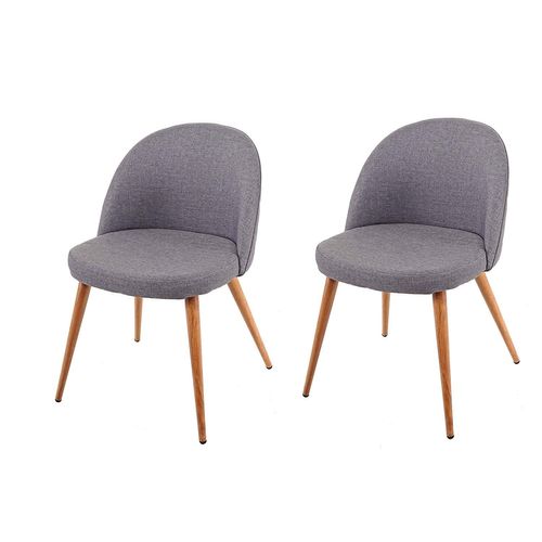 Lot De 2 Chaises De Salle à Manger Gris Foncé Pieds En Bois Style Rétro Cds04415