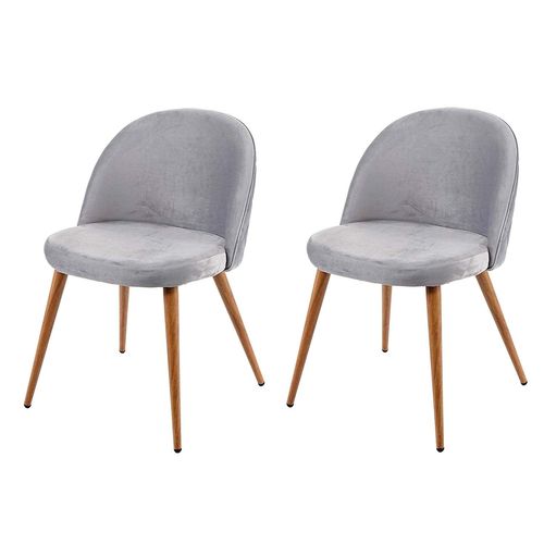 Lot De 2 Chaises De Salle à Manger Tissu Velours Gris Clair En Bois Style Rétro Cds04418