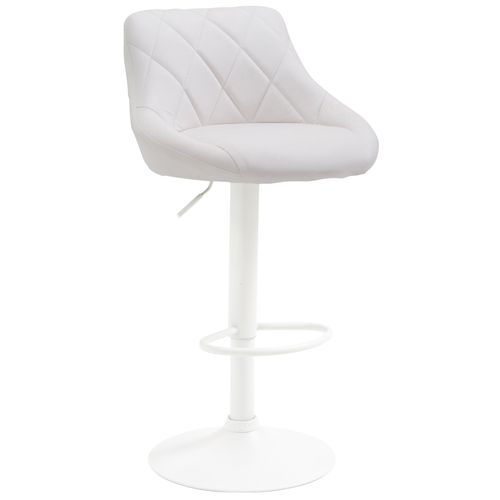 Tabouret De Bar En Synthétique Blanc Pivotant Avec Repose-pieds Métal Blanc Coutures Décoratives T
