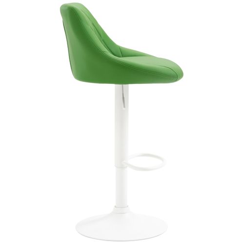 Tabouret De Bar En Synthétique Vert Pivotant Avec Repose-pieds Métal Blanc Coutures Décoratives
