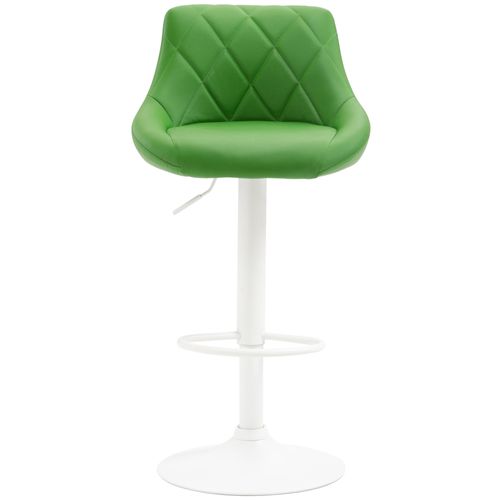 Tabouret De Bar En Synthétique Vert Pivotant Avec Repose-pieds Métal Blanc Coutures Décoratives
