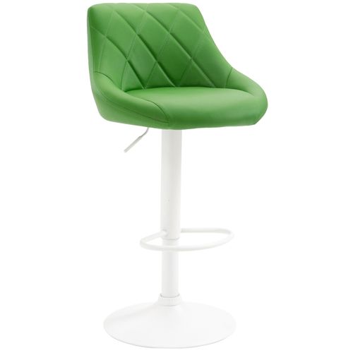 Tabouret De Bar En Synthétique Vert Pivotant Avec Repose-pieds Métal Blanc Coutures Décoratives