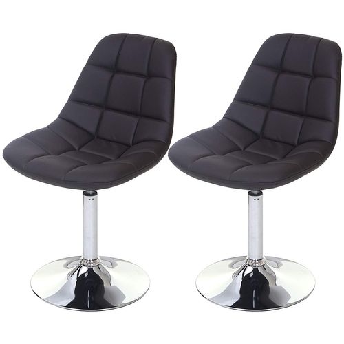 2x Chaises De Salle à Manger En Synthétique Marron Pied Chromé Pivotant Cds04420