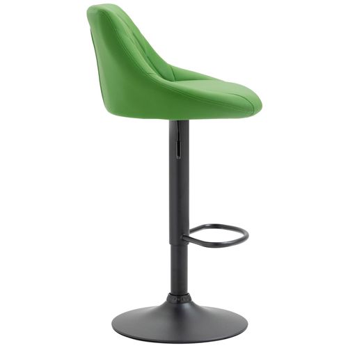 Tabouret De Bar En Synthétique Vert Pivotant Avec Repose-pieds Métal Noir Coutures Décoratives Tdb
