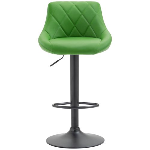 Tabouret De Bar En Synthétique Vert Pivotant Avec Repose-pieds Métal Noir Coutures Décoratives Tdb