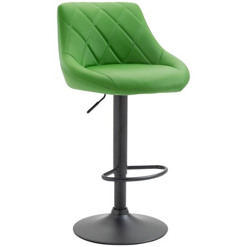 Tabouret De Bar En Synthétique Vert Pivotant Avec Repose-pieds Métal Noir Coutures Décoratives Tdb