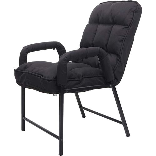 Chaise Fauteuil Lounge Rembourrée Dossier Inclinable 160 Kg Métal Réglable En Tissu/textile Noir