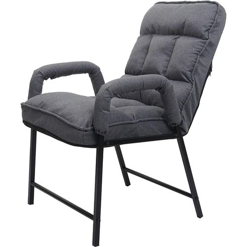 Chaise Fauteuil Lounge Rembourrée Dossier Inclinable 160 Kg Métal Réglable En Tissu/textile Gris
