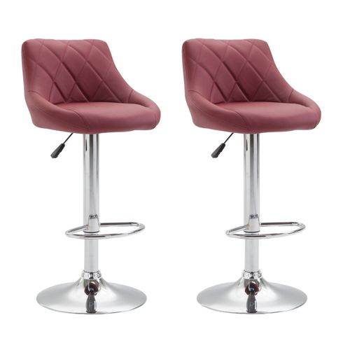 2x Tabourets De Bar En Synthétique Bordeaux Pivotant Avec Repose-pieds Tdb10077