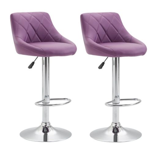 2x Tabourets De Bar En Synthétique Violet Pivotant Avec Repose-pieds Tdb10082