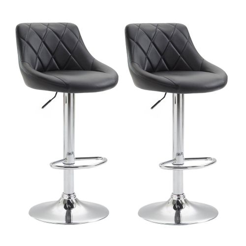 2x Tabourets De Bar En Synthétique Noir Pivotant Avec Repose-pieds Tdb10085