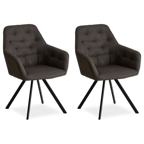 Lot De 2 Chaises De Salle à Manger Salon Avec Revêtement Confortable Couleur Anthracite Cds06106