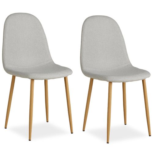 Lot De 2 Chaises De Salle à Manger Cuisine Confortable Et Moderne En Tissu Gris Pieds Métal Aspect
