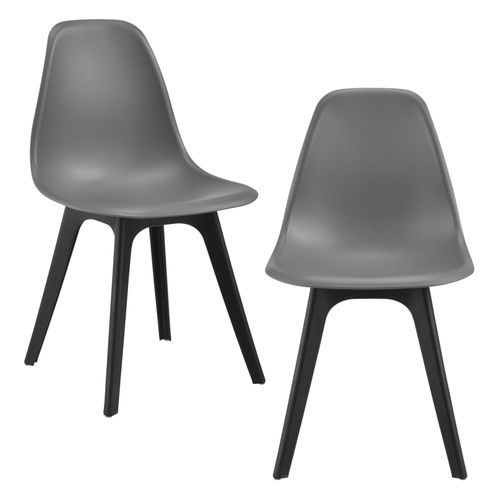 Lot De 2 Chaises De Cuisine Salle à Manger 83 Cm Gris Et Noir 03_0003630