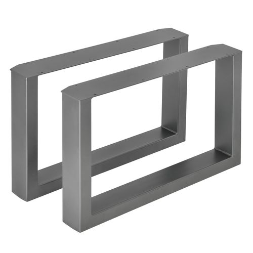 Set De 2 Pieds De Table De Meuble Rectangulaire Métal 64 Cm Gris Acier 03_0003672
