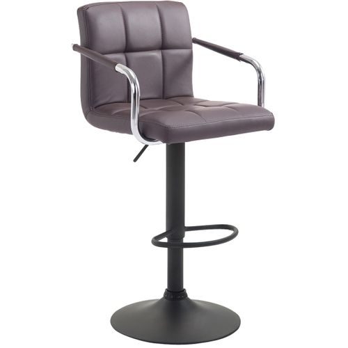 Tabouret De Bar Repose-pieds En Synthétique Marron Pieds Trompette En Métal Noir Mat Tdb10530