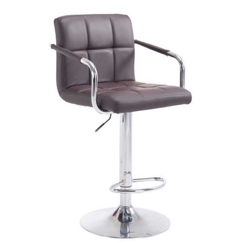Tabouret De Bar Repose-pieds En Synthétique Marron Pieds Trompette En Métal Chromé Tdb10522