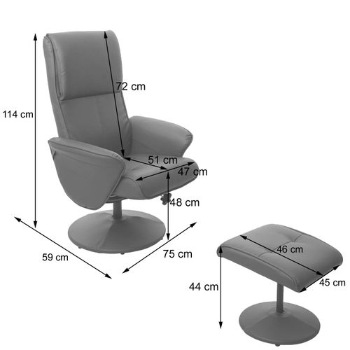 Fauteuil TV De Relaxation Pivotant Avec Tabouret Rembourrage Confortable Et Au Dossier Haut