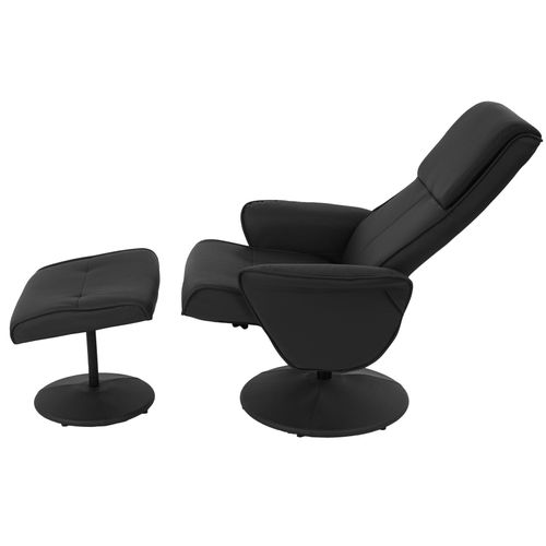 Fauteuil De Relaxation TV Pivotant Avec Repose-pieds Et Accoudoirs En Synthétique Noir 04_0001940