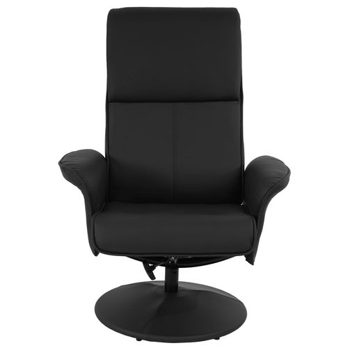 Fauteuil De Relaxation TV Pivotant Avec Repose-pieds Et Accoudoirs En Synthétique Noir 04_0001940