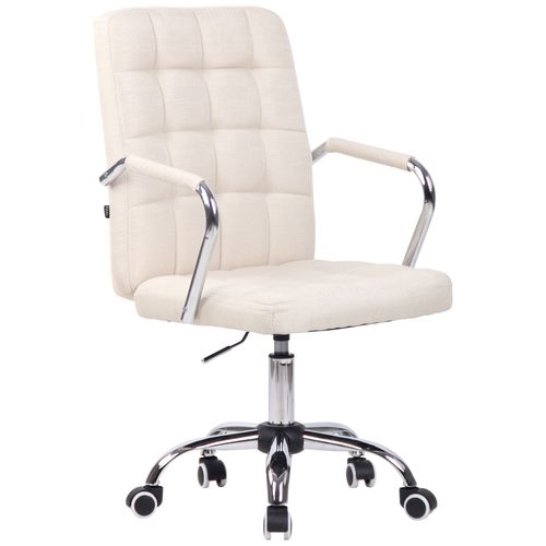 Chaise De Bureau Sur Roulettes Moderne Et Confortable En Tissu Crème Bur10636