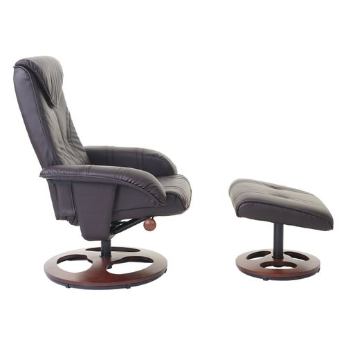 Fauteuil De Relaxation TV Inclinable Rotatif Avec Repose-pieds En Synthétique Marron 04_0001950