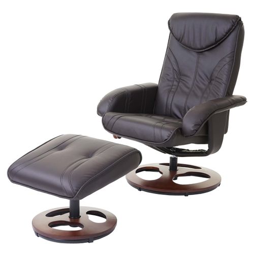 Fauteuil De Relaxation TV Inclinable Rotatif Avec Repose-pieds En Synthétique Marron 04_0001950