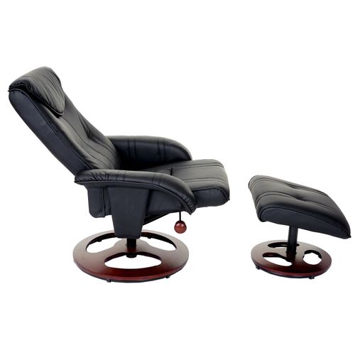 Fauteuil De Relaxation TV Inclinable Rotatif Avec Repose-pieds En Synthétique Noir 04_0001951