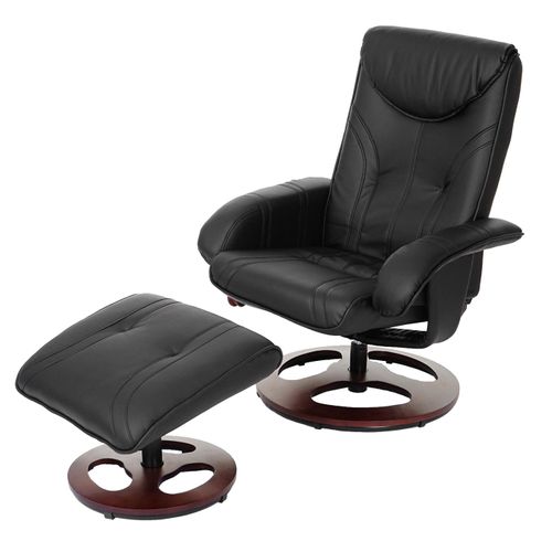 Fauteuil De Relaxation TV Inclinable Rotatif Avec Repose-pieds En Synthétique Noir 04_0001951