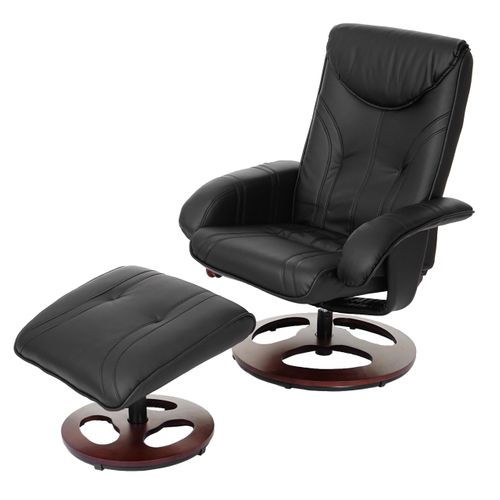 Fauteuil De Relaxation TV Inclinable Rotatif Avec Repose-pieds En Synthétique Noir 04_0001951