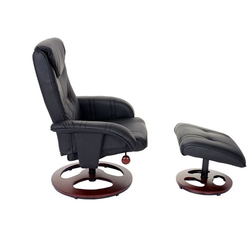 Fauteuil De Relaxation TV Inclinable Rotatif Avec Repose-pieds En Synthétique Noir 04_0001951