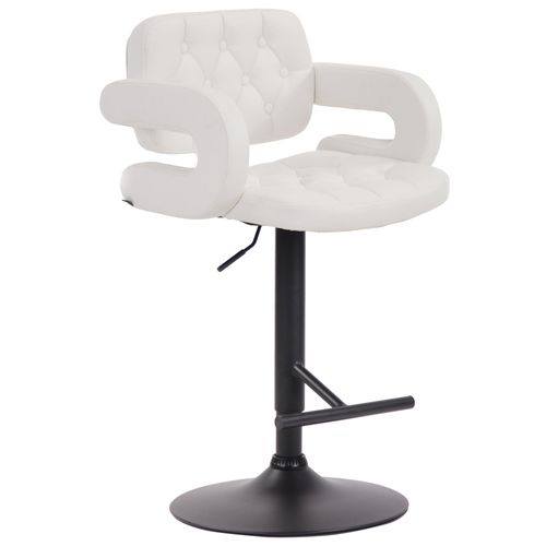 Tabouret De Bar Capitonné En Synthétique Blanc Accoudoirs Repose-pieds Métal Design Moderne Tdb105