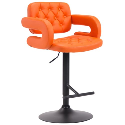 Tabouret De Bar Capitonné En Synthétique Orange Accoudoirs Repose-pieds Métal Design Moderne Tdb10
