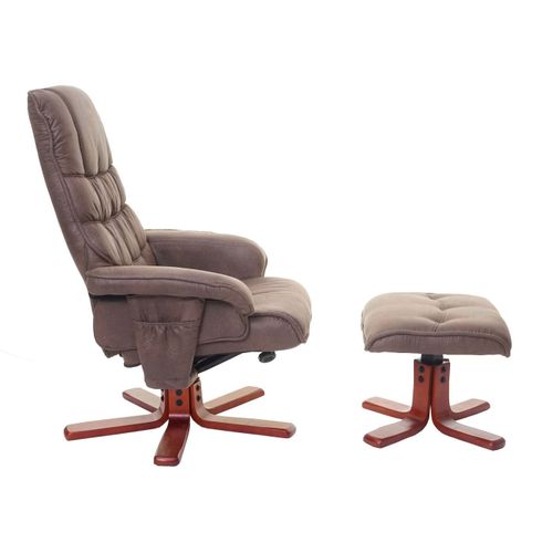 Fauteuil Relax Inclinable Avec Tabouret Imitation Daim Marron 04_0002042