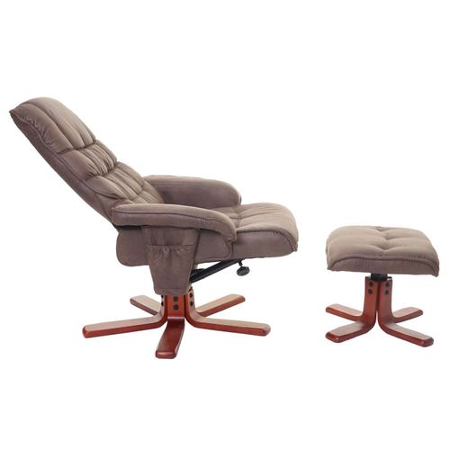 Fauteuil Relax Inclinable Avec Tabouret Imitation Daim Marron 04_0002042