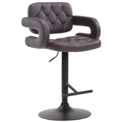 Tabouret De Bar Capitonné En Synthétique Marron Accoudoirs Repose-pieds Métal Design Moderne Tdb10