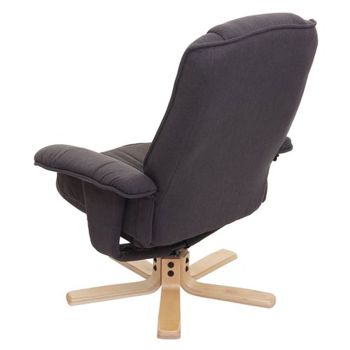 Fauteuil Relax Inclinable Rotatif à 360° Avec Tabouret En Tissu Gris Foncé 04_0001952