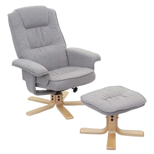 Fauteuil Relax TV Fauteuil Avec Tabouret En Tissu/textile Gris Clair 04_0002927