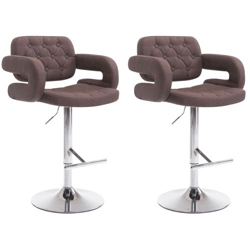 Lot De 2 Tabourets De Bar Capitonné En Tissu Marron Accoudoirs Repose-pieds Design Moderne Tdb1048